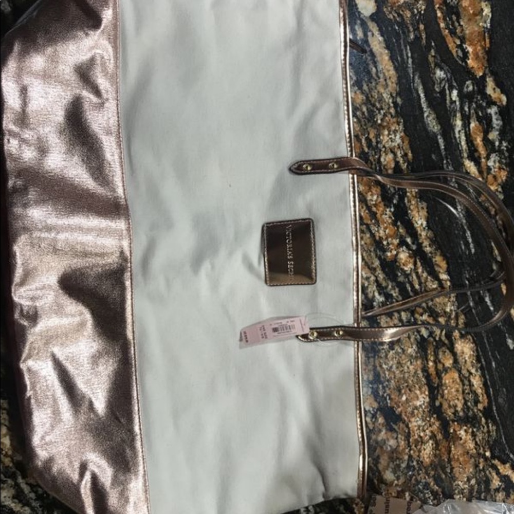 Beige and gold Victoria secret bag